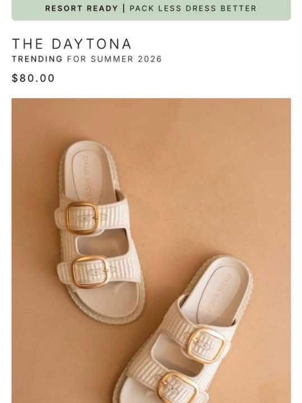 Oasis Society: The Daytona Sandal — Cream with Gold Buckles